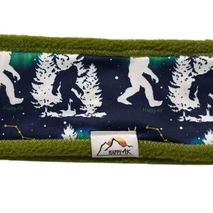 Happy AK  "- Big Foot Fleece‎ Lined Headband Blue and Green